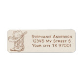 Simple Hand Drawn Western Cowboy Boots Hat Country ラベル (正面)