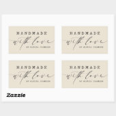 Simple Handmade with Love Script Business | Ecru 長方形シール (シート)