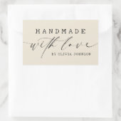 Simple Handmade with Love Script Business | Ecru 長方形シール (バッグ)