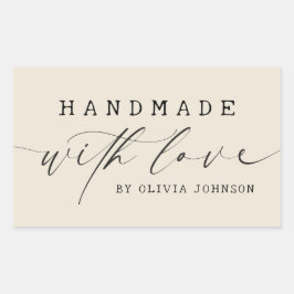 Simple Handmade with Love Script Business | Ecru 長方形シール