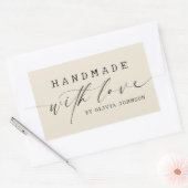Simple Handmade with Love Script Business | Ecru 長方形シール (封筒)