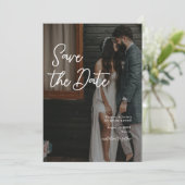 Simple Handwritten Save The Date Wedding Photo 招待状 (スタンド正面)