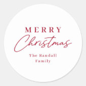 Simple Handwritten Script Merry Christmas Gift Tag ラウンドシール (正面)