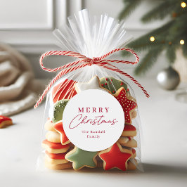 Simple Handwritten Script Merry Christmas Gift Tag ラウンドシール