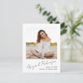 Simple Handwritten Script Name 2 Photo Typewriter 案内状 (スタンド正面)