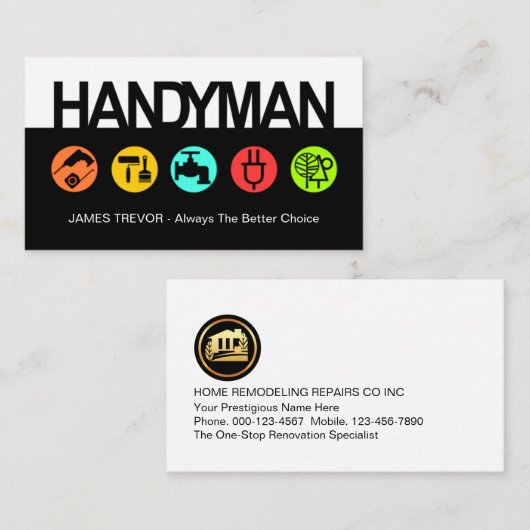 Simple Handyman Signage Construction Tools 名刺 (正面/裏面)