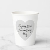 Simple Happy 25th Anniversary Silver Heart Elegant 紙コップ (裏面)