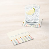 Simple “Happy Birthday” with Candles Party スクエアペーパーコースター (インサイチュ)