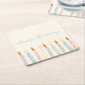 Simple “Happy Birthday” with Candles Party スクエアペーパーコースター (アングル)