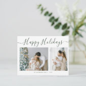 Simple Happy Holidays Family Photo Christmas ポストカード (スタンド正面)