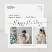 Simple Happy Holidays Family Photo Christmas ポストカード (正面/裏面)