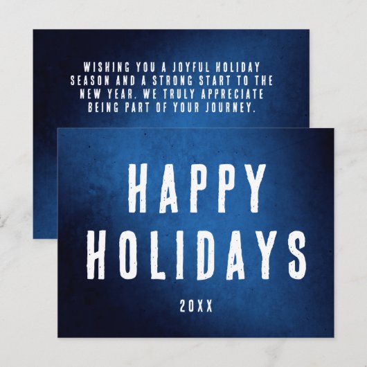 Simple Happy Holidays Logo Blue Gradient ポストカード (正面/裏面)
