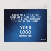 Simple Happy Holidays Logo Blue Gradient ポストカード (裏面)