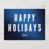 Simple Happy Holidays Logo Blue Gradient ポストカード (正面)