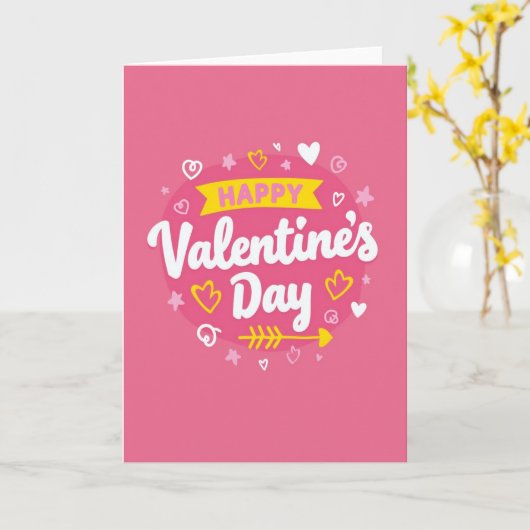 Simple Happy Valentines Card カード (黄色い花)