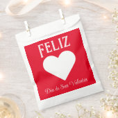 Simple Happy Valentine's Day Spanish White Heart フェイバーバッグ (クリップ留めされた状態)