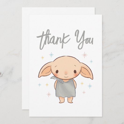 Simple Harry Potter - Dobby Baby Shower サンキューカード (正面/裏面)