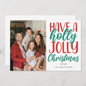 Simple Have a Holly Jolly Christmas Family Photo シーズンカード (正面/裏面)