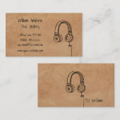 Simple Headphones Doodle DJ Faux Texture 名刺 (正面/裏面)