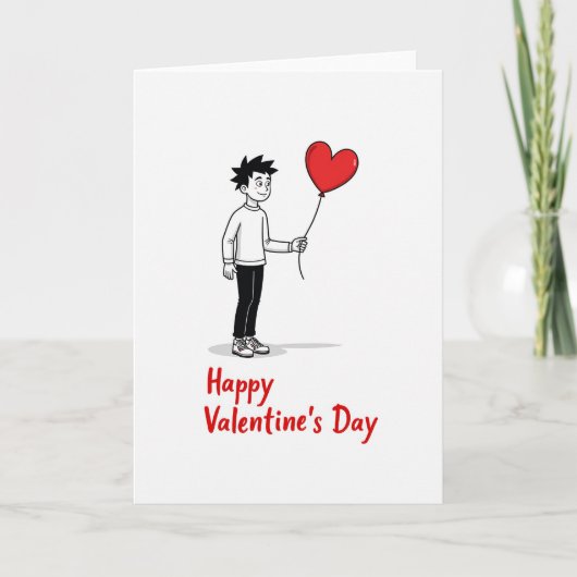 Simple Heart Balloon Love Card カード (正面)