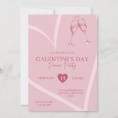 Simple Heart Galentine’s Day Dinner Party 招待状 (正面)