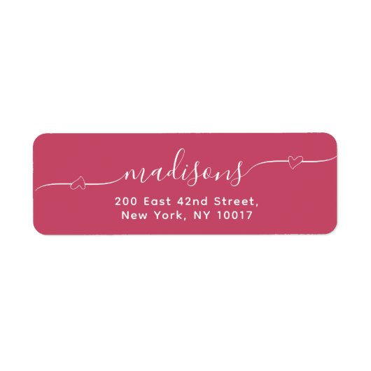 Simple Heart Handwritten Script Red ラベル (正面)