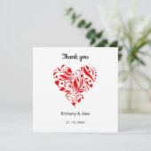 Simple Heart Wedding Thank You Card – Customizable (スタンド正面)
