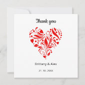 Simple Heart Wedding Thank You Card – Customizable (正面)