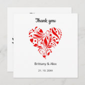 Simple Heart Wedding Thank You Card – Customizable (正面/裏面)