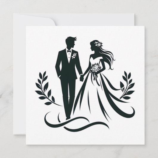 Simple Heart Wedding Thank You Card – Customizable (裏面)