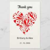 Simple Heart Wedding Thank You Card – Customizable 便箋 (正面)