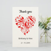 Simple Heart Wedding Thank You Card – Customizable 便箋 (スタンド正面)