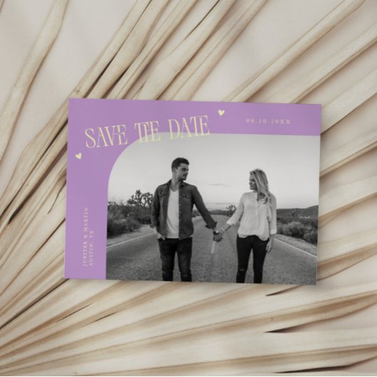 Simple Heart Wisteria Lemon Curved Frame Photo セーブザデート