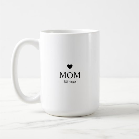 Simple Heart Year Established Mom コーヒーマグカップ (左)