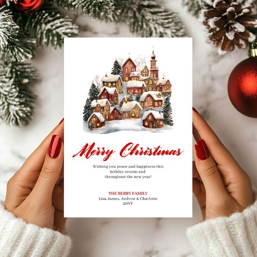Simple Holiday Scene Christmas Greeting Card シーズンカード