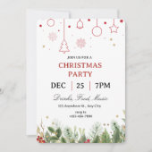 Simple Holly Christmas Party Invitation 招待状 (正面)