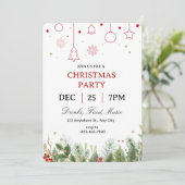 Simple Holly Christmas Party Invitation 招待状 (スタンド正面)