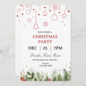 Simple Holly Christmas Party Invitation 招待状 (正面/裏面)