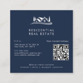 Simple Home Logo Navy Blue Realtor, Real Estate スクエア名刺 (裏面)