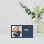 Simple Home Logo Navy Blue Realtor, Real Estate 名刺 (スタンド正面)