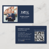 Simple Home Logo Navy Blue Realtor, Real Estate 名刺 (正面/裏面)