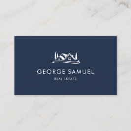 Simple Home Logo Navy Blue Realtor, Real Estate 名刺