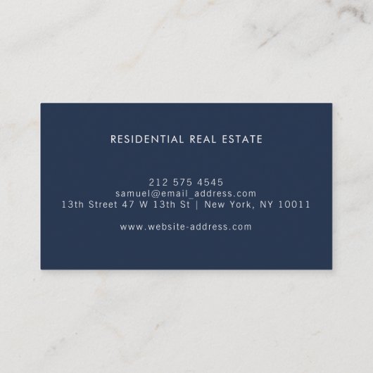 Simple Home Logo Navy Blue Realtor, Real Estate 名刺 (裏面)