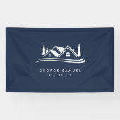 Simple Home Logo Navy Blue Realtor, Real Estate 横断幕 (横)