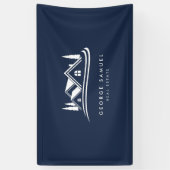 Simple Home Logo Navy Blue Realtor, Real Estate 横断幕 (縦)