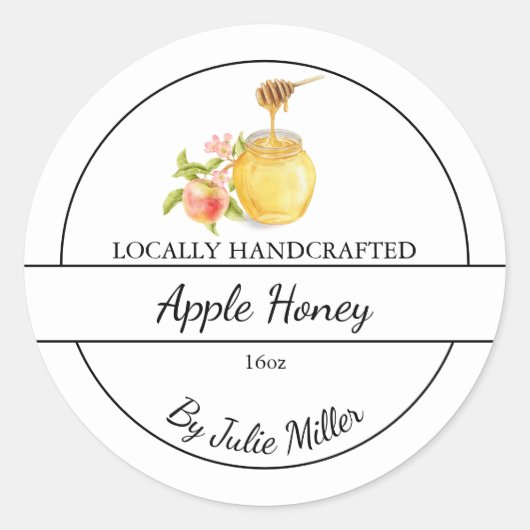 Simple Homemade Apple infused Honey Label ラウンドシール (正面)