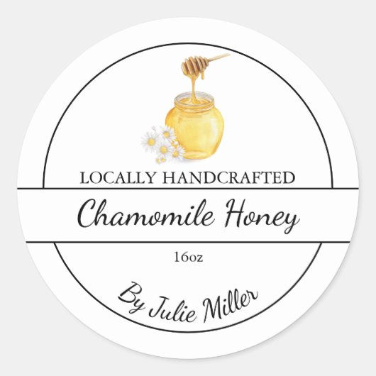 Simple Homemade Chamomile infused Honey Label ラウンドシール (正面)
