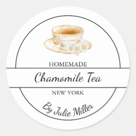 Simple Homemade Chamomile Tea Label ラウンドシール