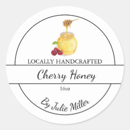 Simple Homemade Cherry infused Honey Label ラウンドシール