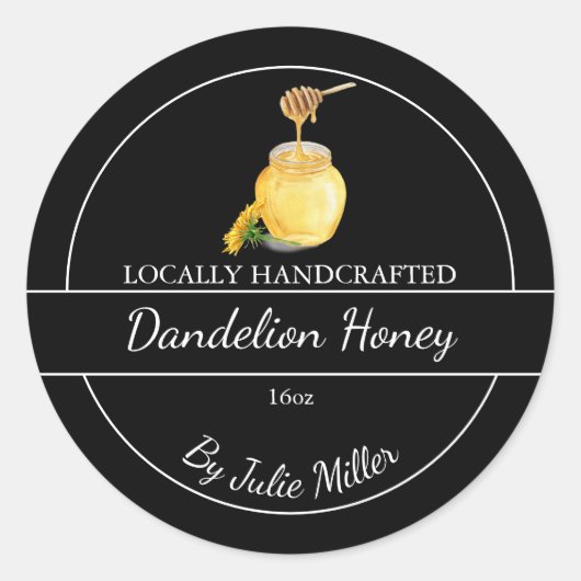 Simple Homemade Dandelion infused Honey Label ラウンドシール (正面)